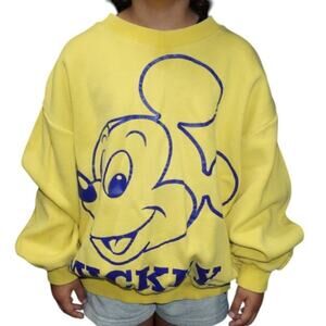 Vintage Mickey Mouse Sweatshirt Yellow Blue Graphic – Youth L / Women’s XS-S